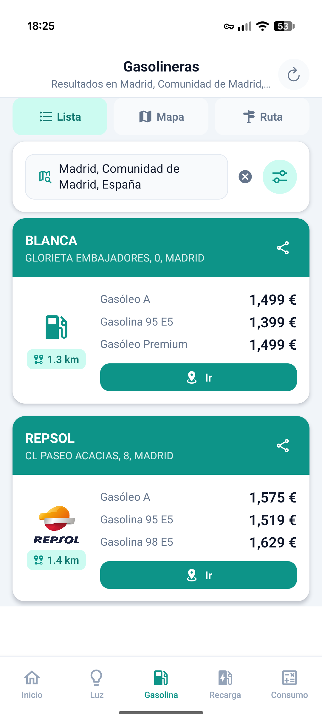 Precio de la luz y gasolina 3
