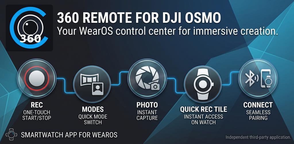 Remote for DJI Osmo 360, mando Wear OS para grabar, cambiar de modo, hacer fotos y conectar la cámara