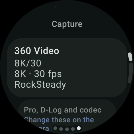 Resolución 8K/30 y RockSteady de la Osmo 360, visibles en el reloj