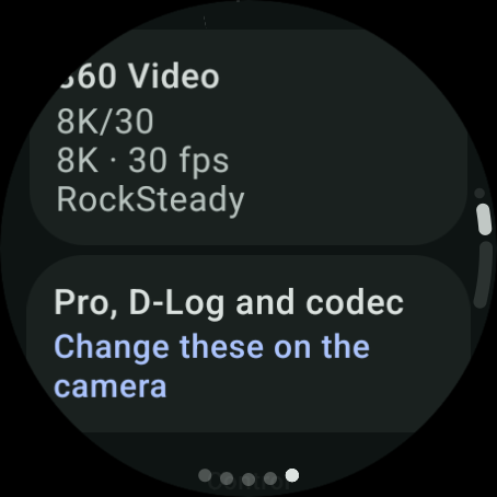 Ajustes de vídeo de la DJI Osmo 360 consultables desde Wear OS